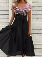 Women's Floral Maxi Dress | Wedding Guest V-Neck-2