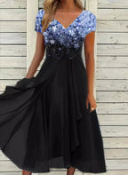Women's Floral Maxi Dress | Wedding Guest V-Neck-1