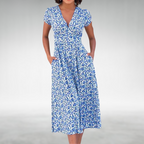 Women's Floral Midi Dress | Summer V-Neck-1