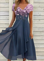 Women's Floral Maxi Dress | Wedding Guest V-Neck-4