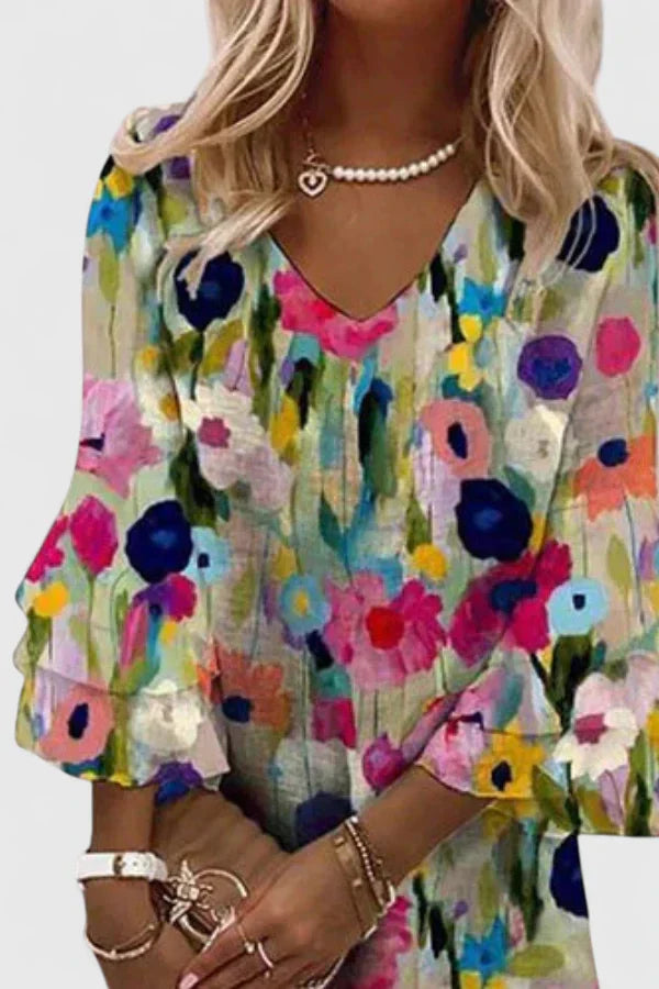 Women's Floral Boho Mini Dress | Summer Ruffle-3