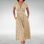 Women's Floral Midi Dress | Summer V-Neck-4