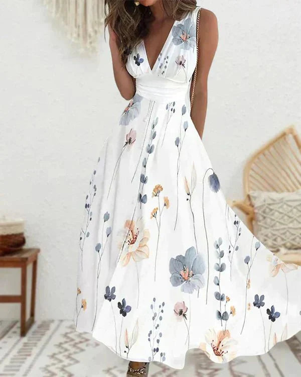 Women's Floral Maxi Dress | Summer Boho V-Neck-2