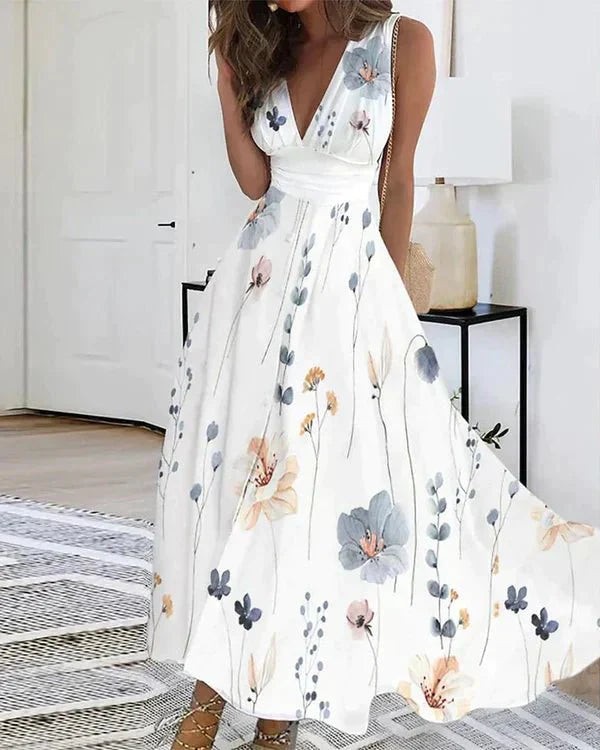 Women's Floral Maxi Dress | Summer Boho V-Neck-1
