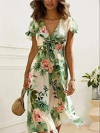 Women's Floral Midi Dress | Summer Wrap-2