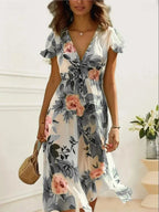 Women's Floral Midi Dress | Summer Wrap-5