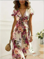 Women's Floral Midi Dress | Summer Wrap-4