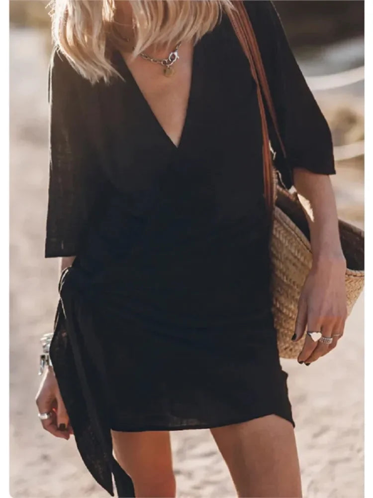 Women's Wrap Midi Dress | Summer Casual-6