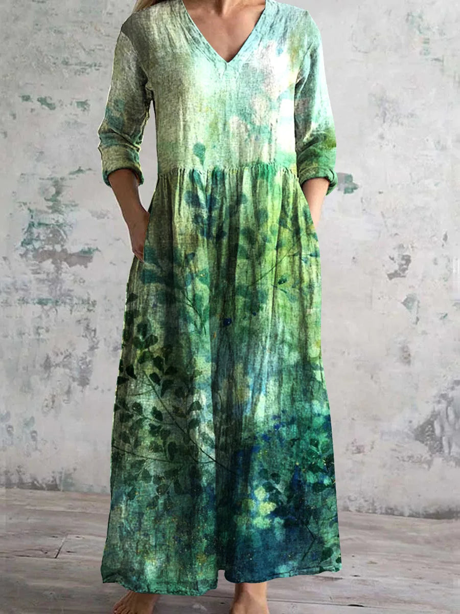 Women's Boho Maxi Dress | V-Neck Summer-9