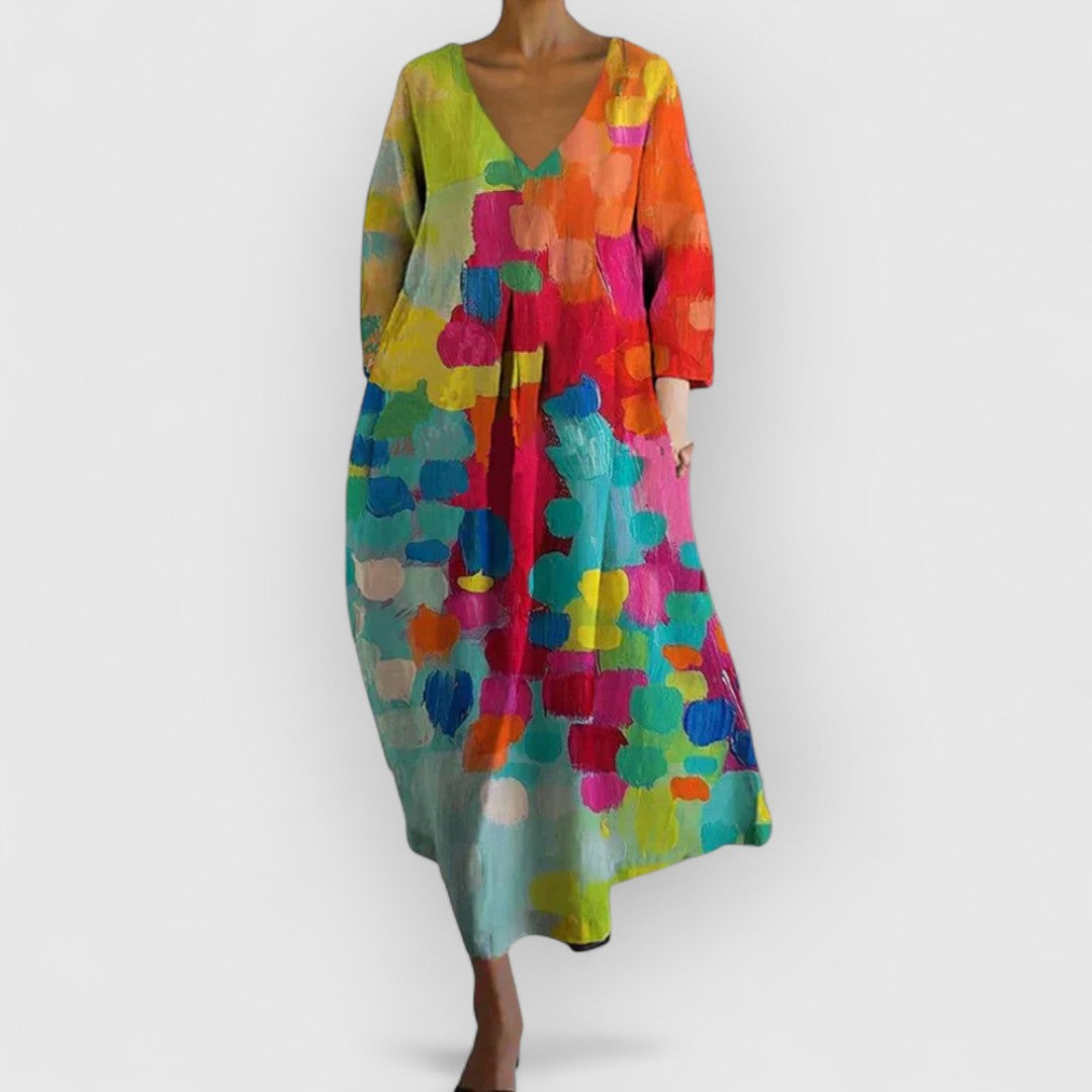 Women's Boho Maxi Dress | Summer V-Neck-1