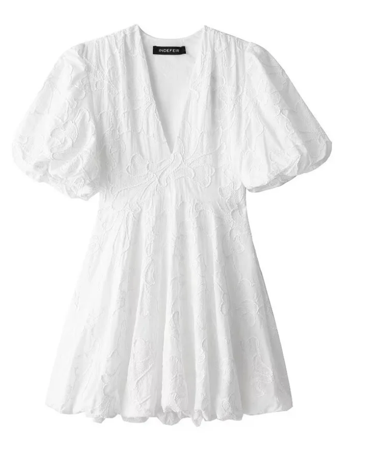 Women's White Mini Dress | Ruffle Wedding Guest-5