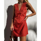 Women's Summer Mini Dress | V-Neck Sleeveless-1