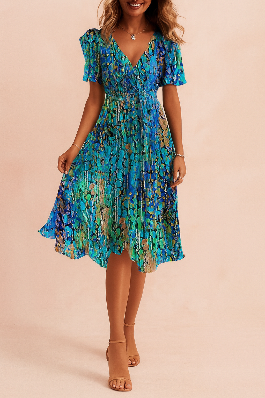 Women's Floral Midi Dress | Summer Wrap-1