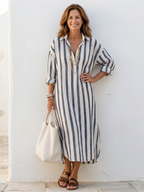 Women's Striped Midi Dress | Casual Summer-1