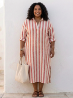 Women's Striped Midi Dress | Casual Summer-5