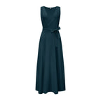 Women's Wrap Maxi Dress | Sleeveless V-Neck Teal-5