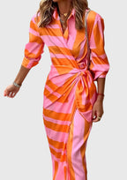 Women's Geometric Wrap Midi Dress | Elegant-8