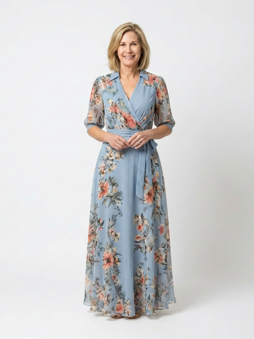 Women's Floral Maxi Dress | Wrap V-Neck-1