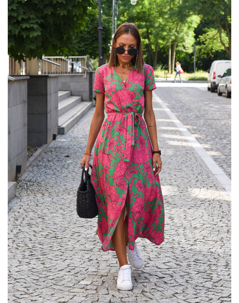 floral wrap midi dress Women's Floral Wrap Midi Dress