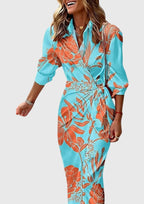Women's Geometric Wrap Midi Dress | Elegant-13