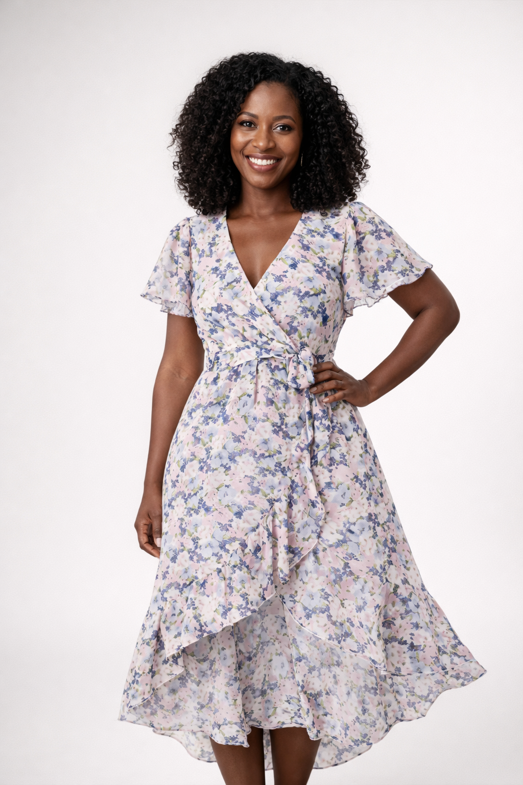 Women's Floral Midi Dress | Wrap Summer-8