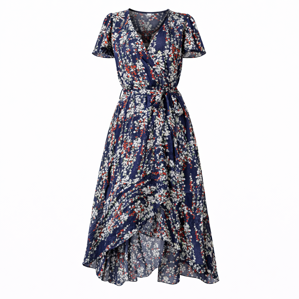 Women's Floral Midi Dress | Wrap Summer-11