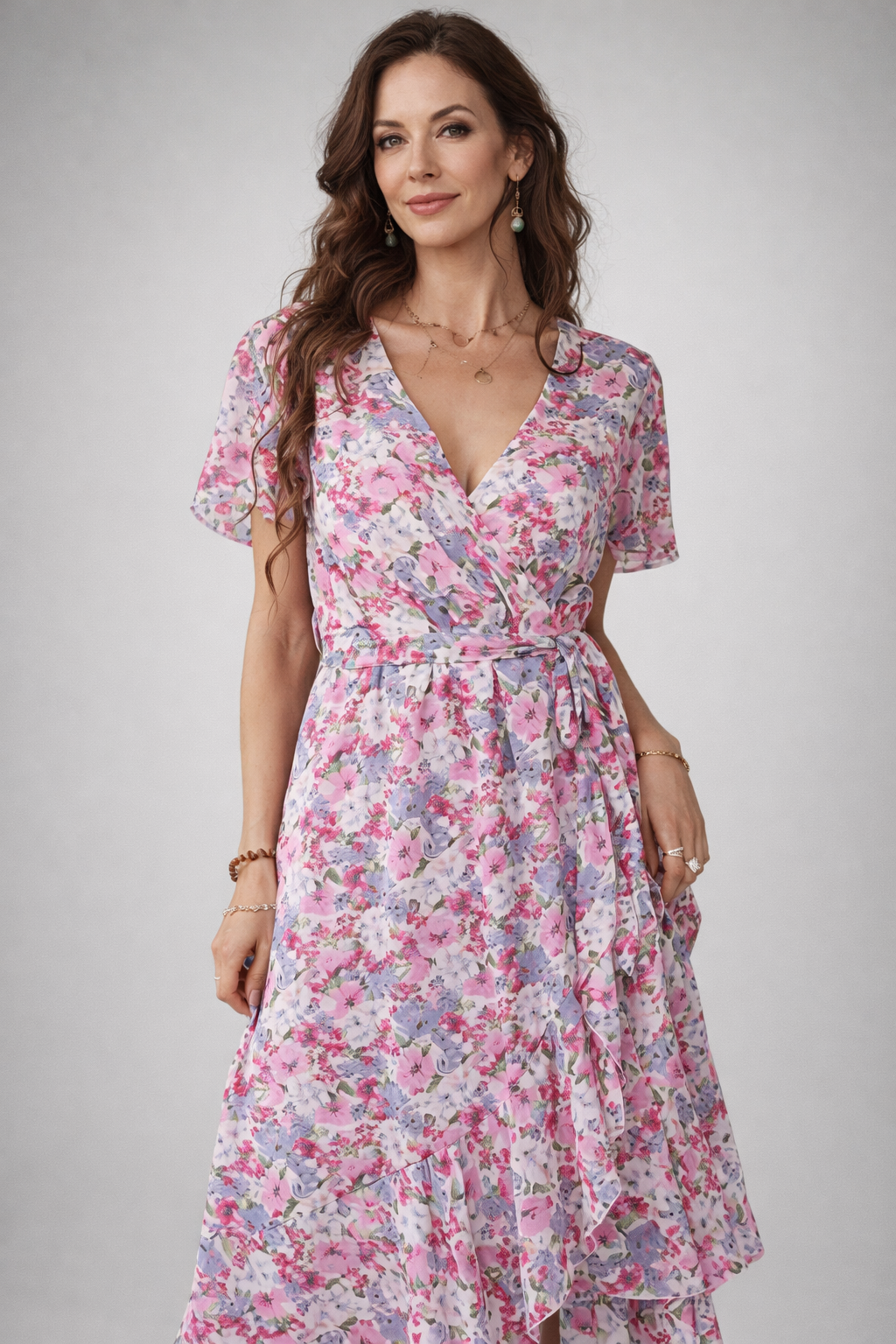 Women's Floral Midi Dress | Wrap Summer-4