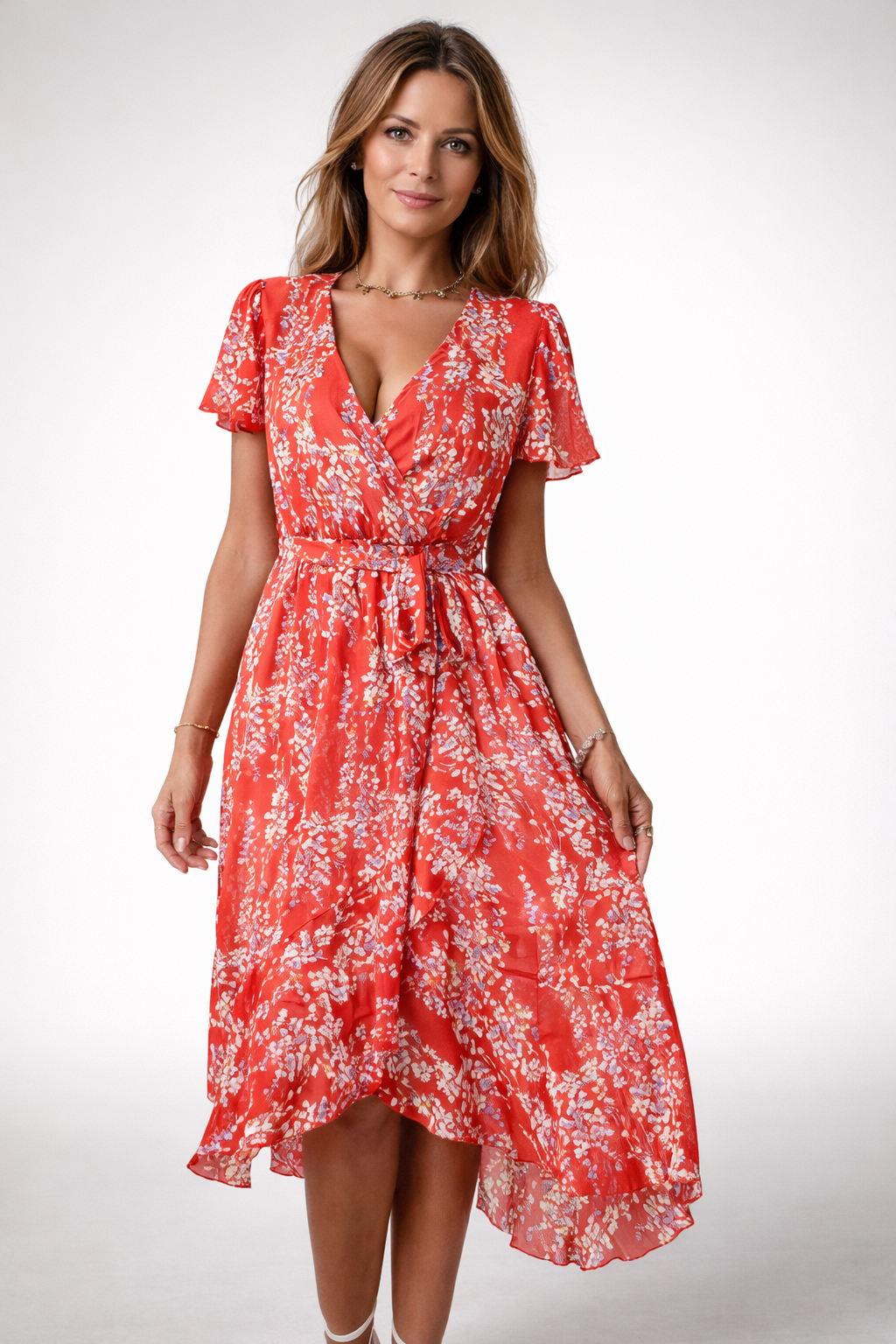 Women's Floral Midi Dress | Wrap Summer-6