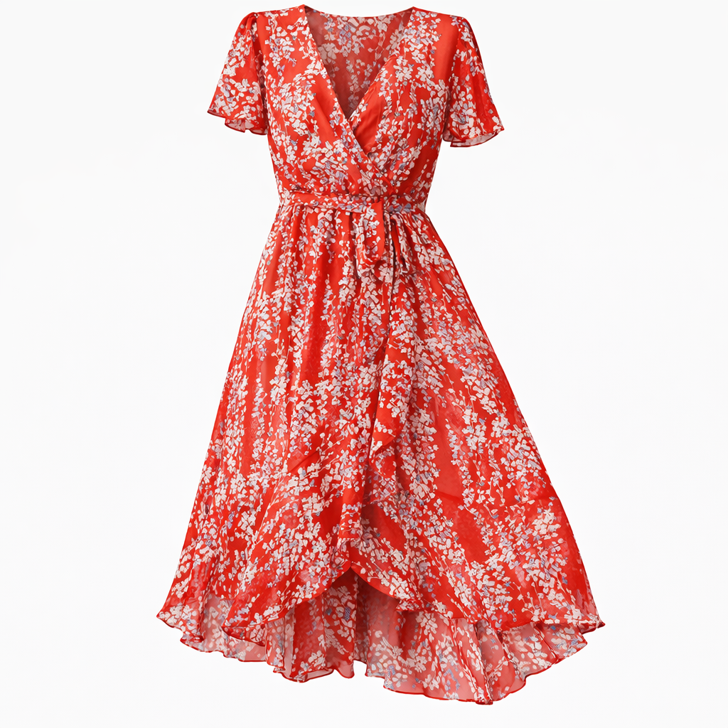 Women's Floral Midi Dress | Wrap Summer-5