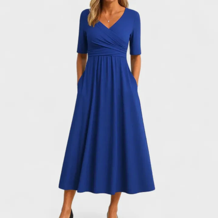 Women's Wrap Midi Dress | Wedding Guest A-Line-2