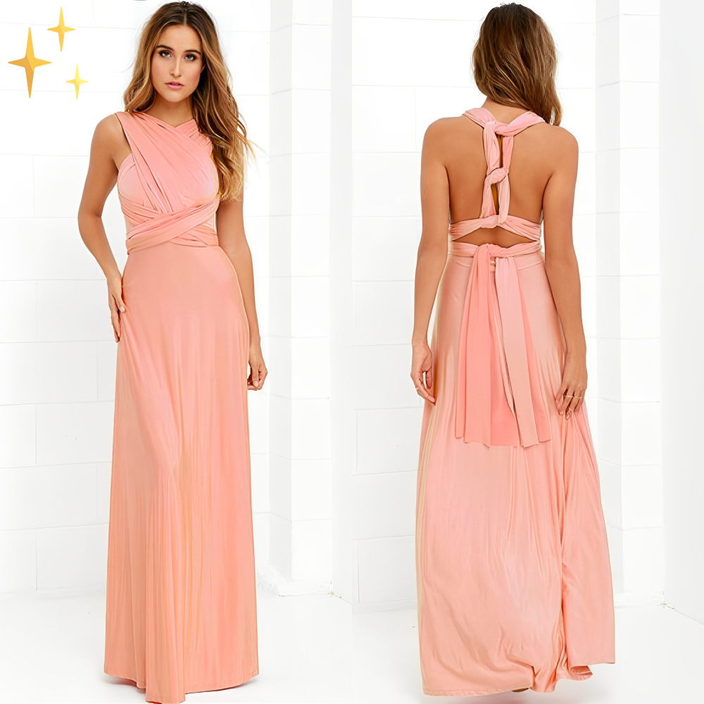 Women's Wrap Maxi Dress | Open Back Boho-5