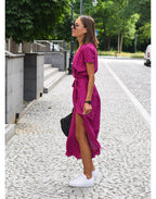 Women's Floral Wrap Midi Dress | Summer V-Neck-5