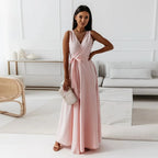 Women's Wrap Maxi Dress | Sleeveless V-Neck Teal-10
