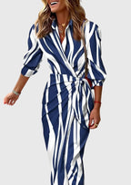 Women's Geometric Wrap Midi Dress | Elegant-11