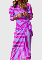 Women's Geometric Wrap Midi Dress | Elegant-12
