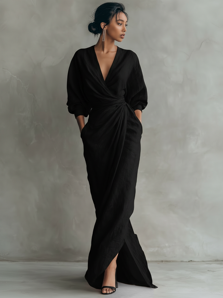 Women's Wrap Maxi Dress | Wedding Guest Evening-4