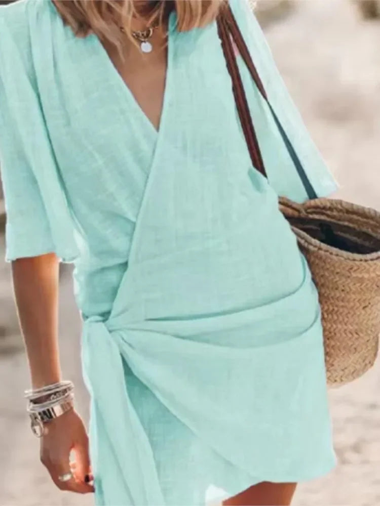 Women's Wrap Midi Dress | Summer Casual-5