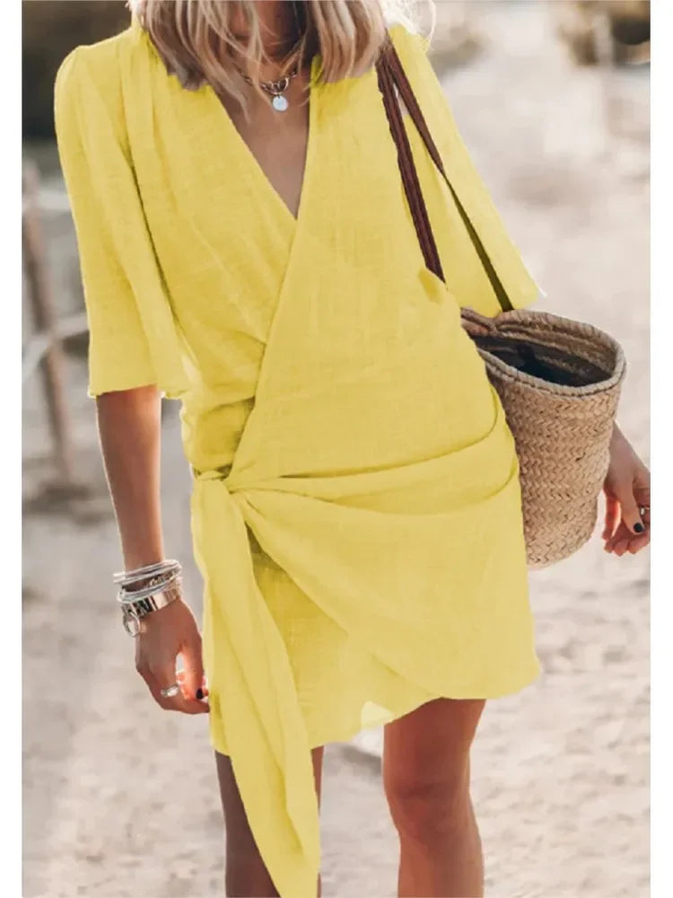 Women's Wrap Midi Dress | Summer Casual-8