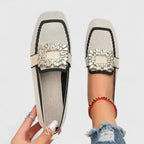 Women's Crystal Buckle Loafers | Slip-On Flats-3