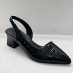 Women's Pointed Toe Slingback Flats | Low Block Heel-4