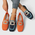 Women's Crystal Buckle Loafers | Slip-On Flats-7