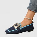 Women's Crystal Buckle Loafers | Slip-On Flats-6