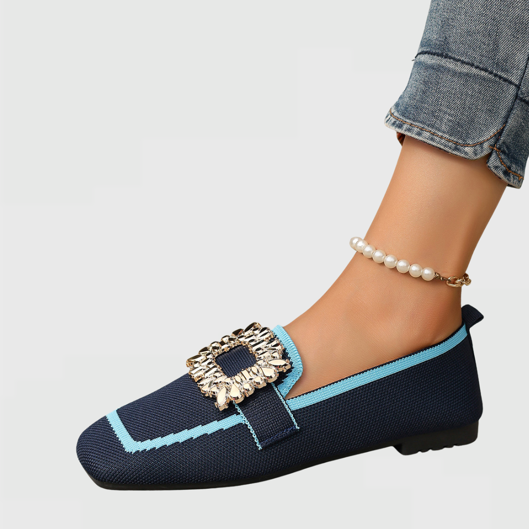 Women's Crystal Buckle Loafers | Slip-On Flats-6