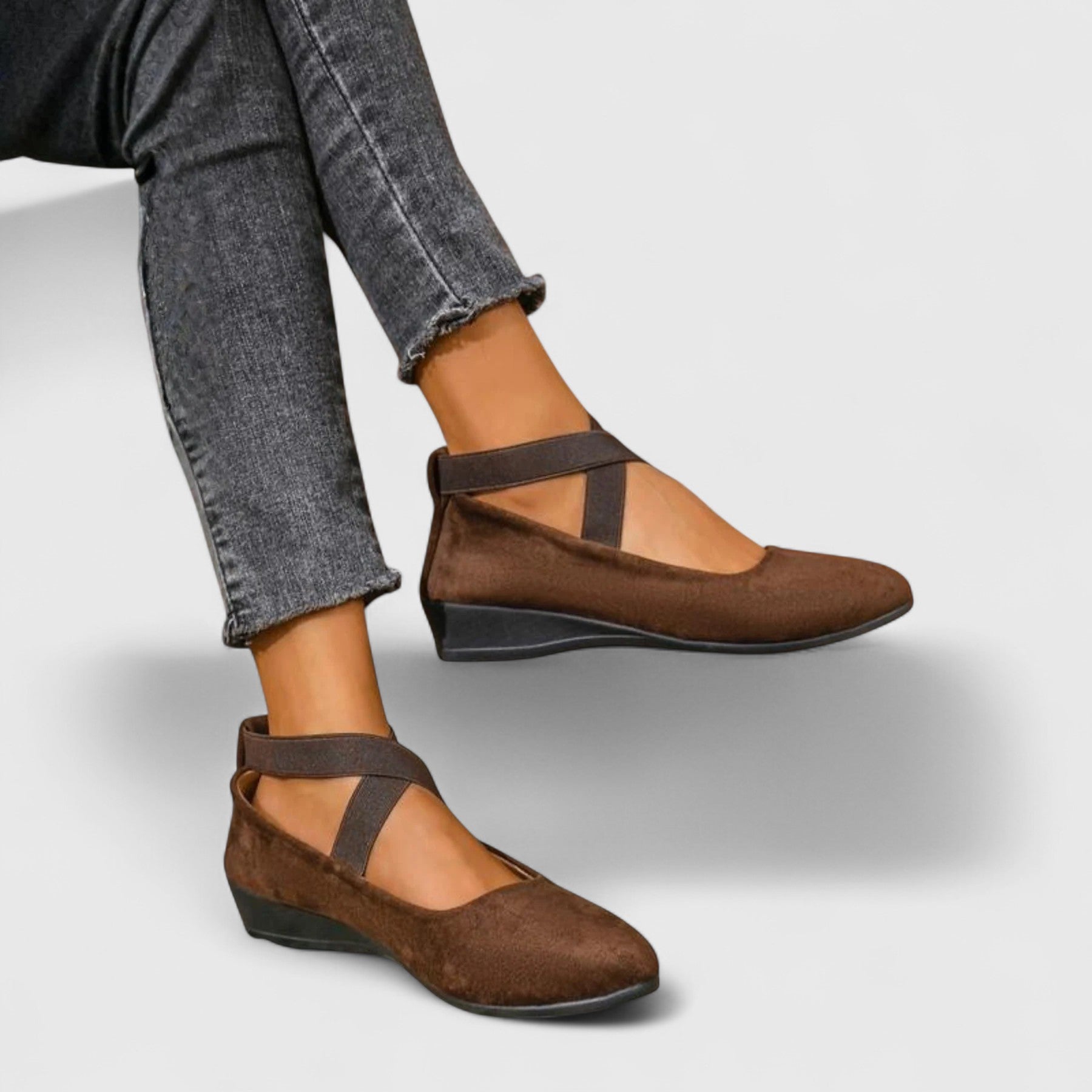 Women's Platform Wedge Flats | Cross Strap Closed Toe-3