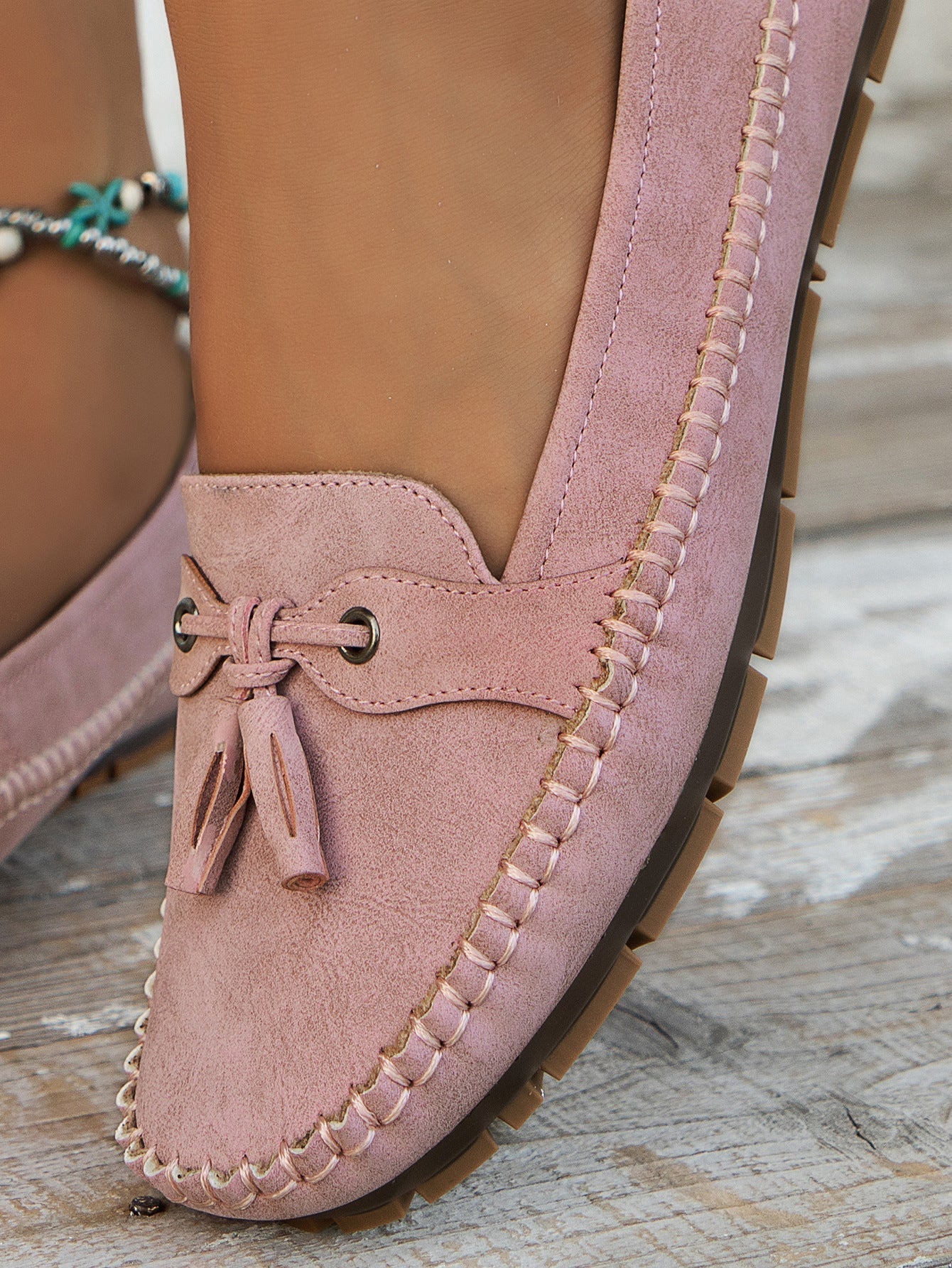 Women's Tassel Moccasin Loafers | Slip-On Flat-19