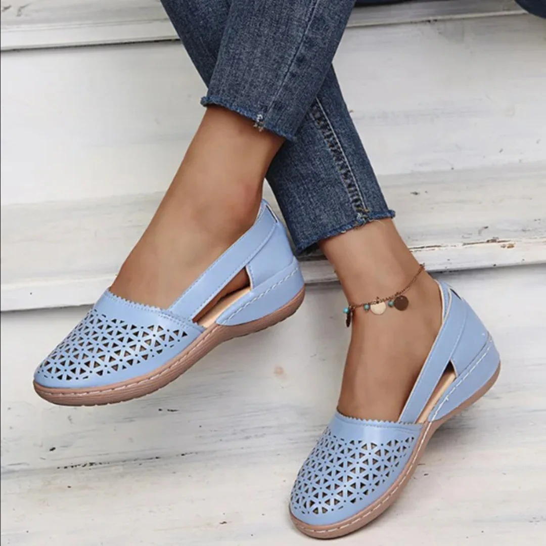 Women's Cutout Slip-On Flats | Wedge Loafers-5