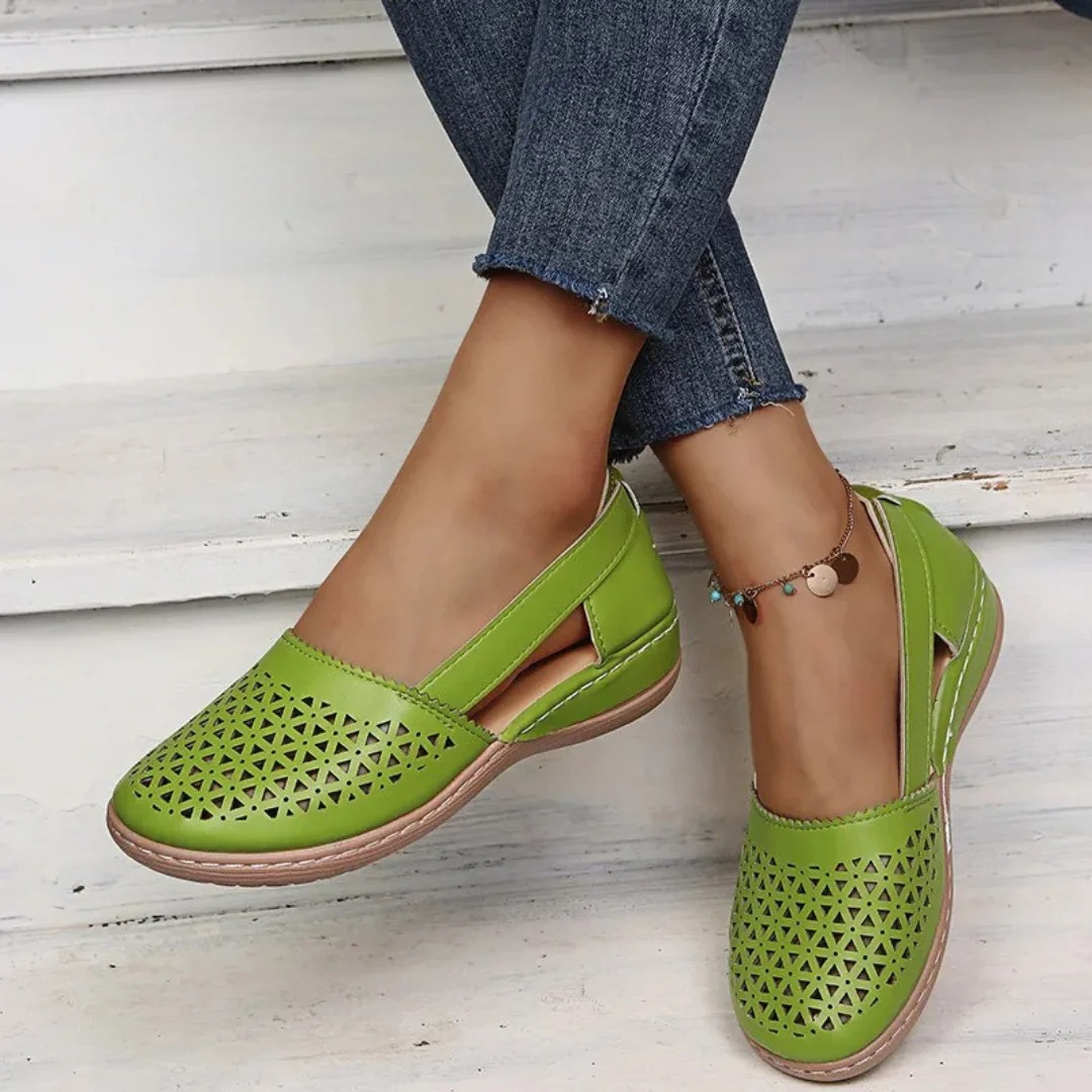 Women's Cutout Slip-On Flats | Wedge Loafers-4