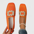Women's Crystal Buckle Loafers | Slip-On Flats-5