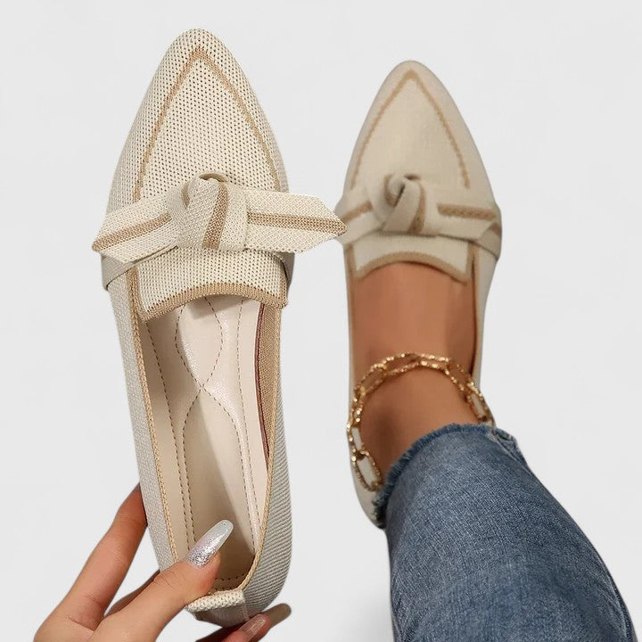 Women's Pointed Toe Knit Loafers | Bow Flats-7