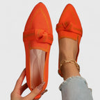 Women's Pointed Toe Knit Loafers | Bow Flats-6